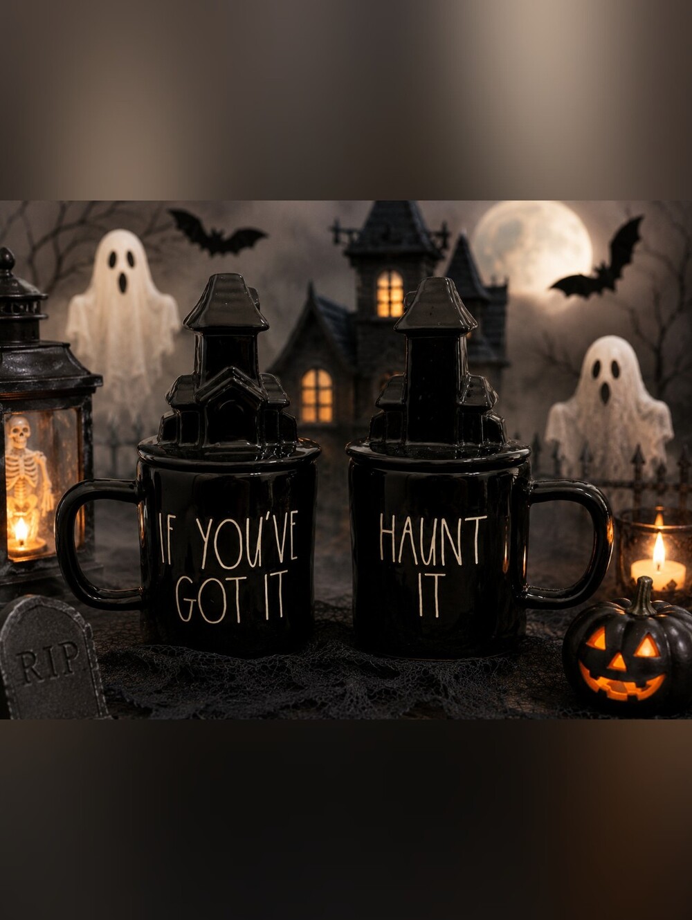 Rae Dunn Halloween Haunt It If You've Got It Coffee Mug With Lid